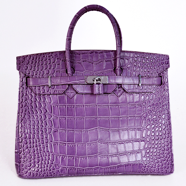 H35PCSS Hermes Birkin 35CM strisce viola in pelle di coccodrillo (Silv